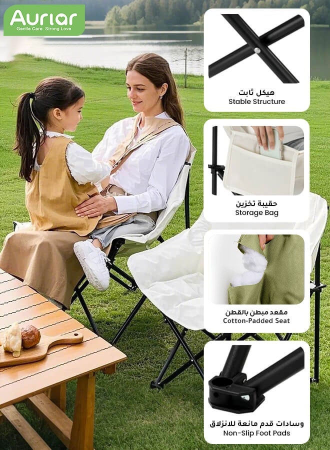 Aurlar Foldable Camping Chair Thick Padded Multi-Function Outdoor Chair with Carry Bag, Comfortable Breathable Fabric Beach Chair Supports Up to 150kg for Desert Trips Camping Fishing and Family Gatherings - Image 4